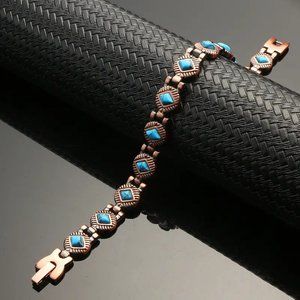 Turquoise Stones Copper Magnetic Link Therapy Bracelet